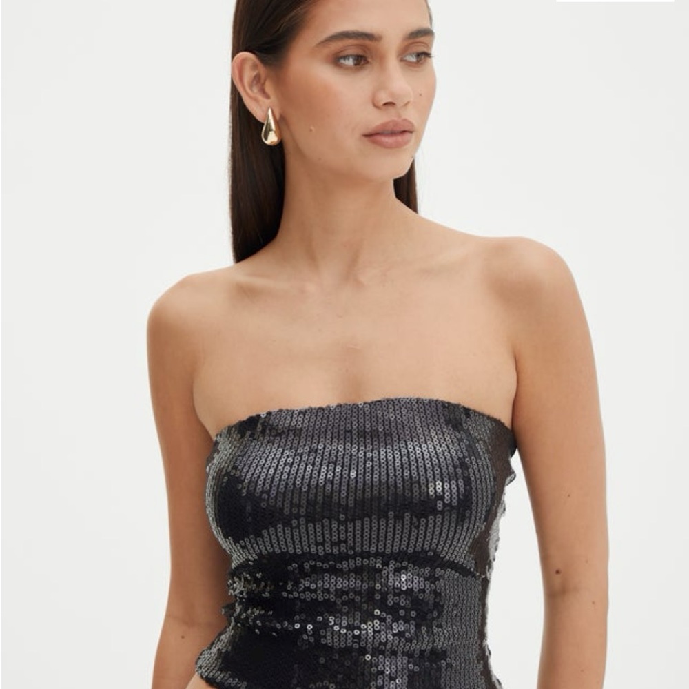 NEW glassons black sequin tube top
